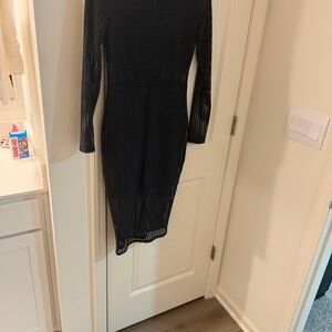 love, Fire Black Long Sleeve Dress